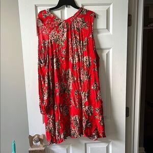 Oddy Red Floral Cold Shoulder Dress